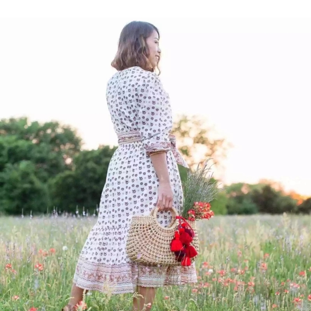 Cleobella White and Brown Midi Dress - Picture 10 of 15